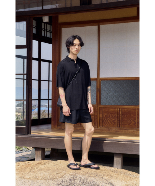 Knit Collar T-shirt - Black
