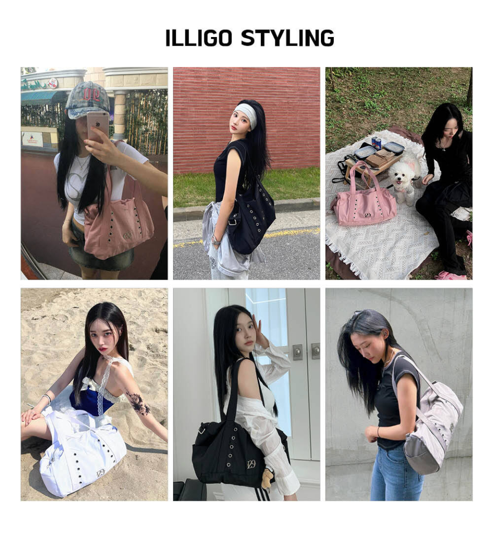 MUSINSA | ILLIGO Utility Duffel Bag Dark Silver