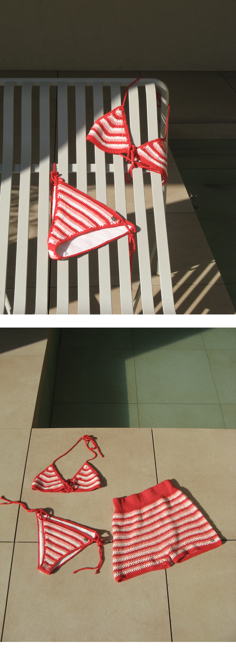 MUSINSA | SOMEWHEREBUTTER Handmade Stripe Knit Bikini - Red