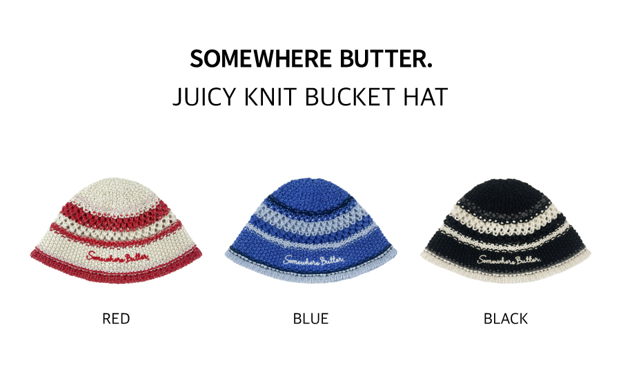 韓国人気【SOMEWHERE BUTTER.】Juicy Knit Bucket Hat Juicy Knit Bucket Hat - Red - SOMEWHERE BUTTER.