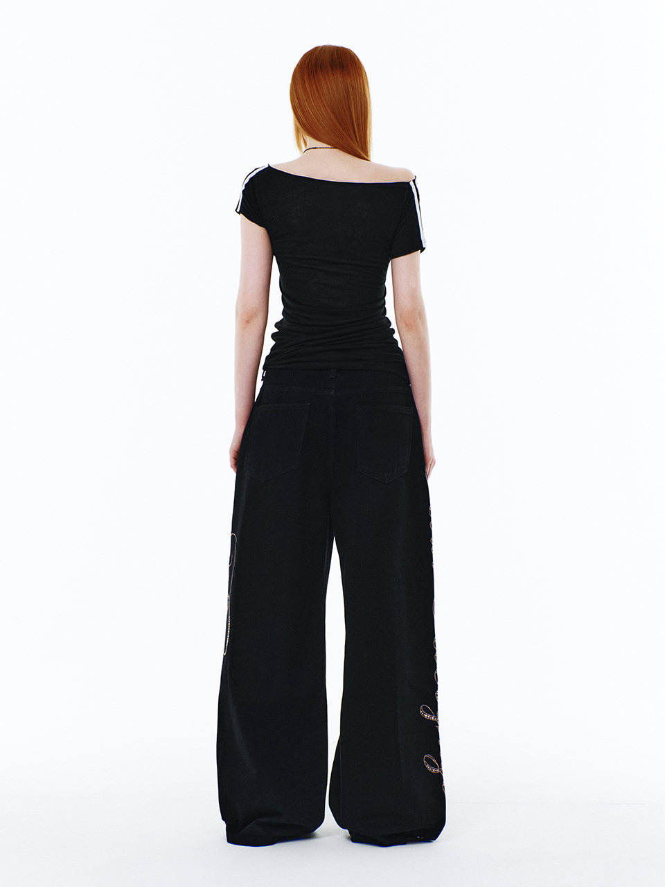 MUSINSA | L.E.E.Y YEEL SIDE CUBIC DENIM PANTS BLACK