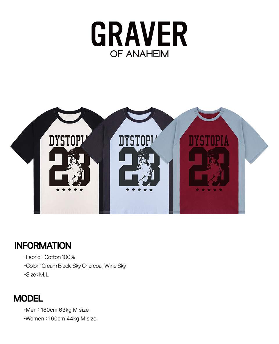 [GRAVER]★25SS★韓国人気★DYSTOPIA RAGLAN SHORT SLEEVE TEE GRAVER】25SS☆ DYSTOPIA Raglan Short Sleeve T-shirt (GRAVER