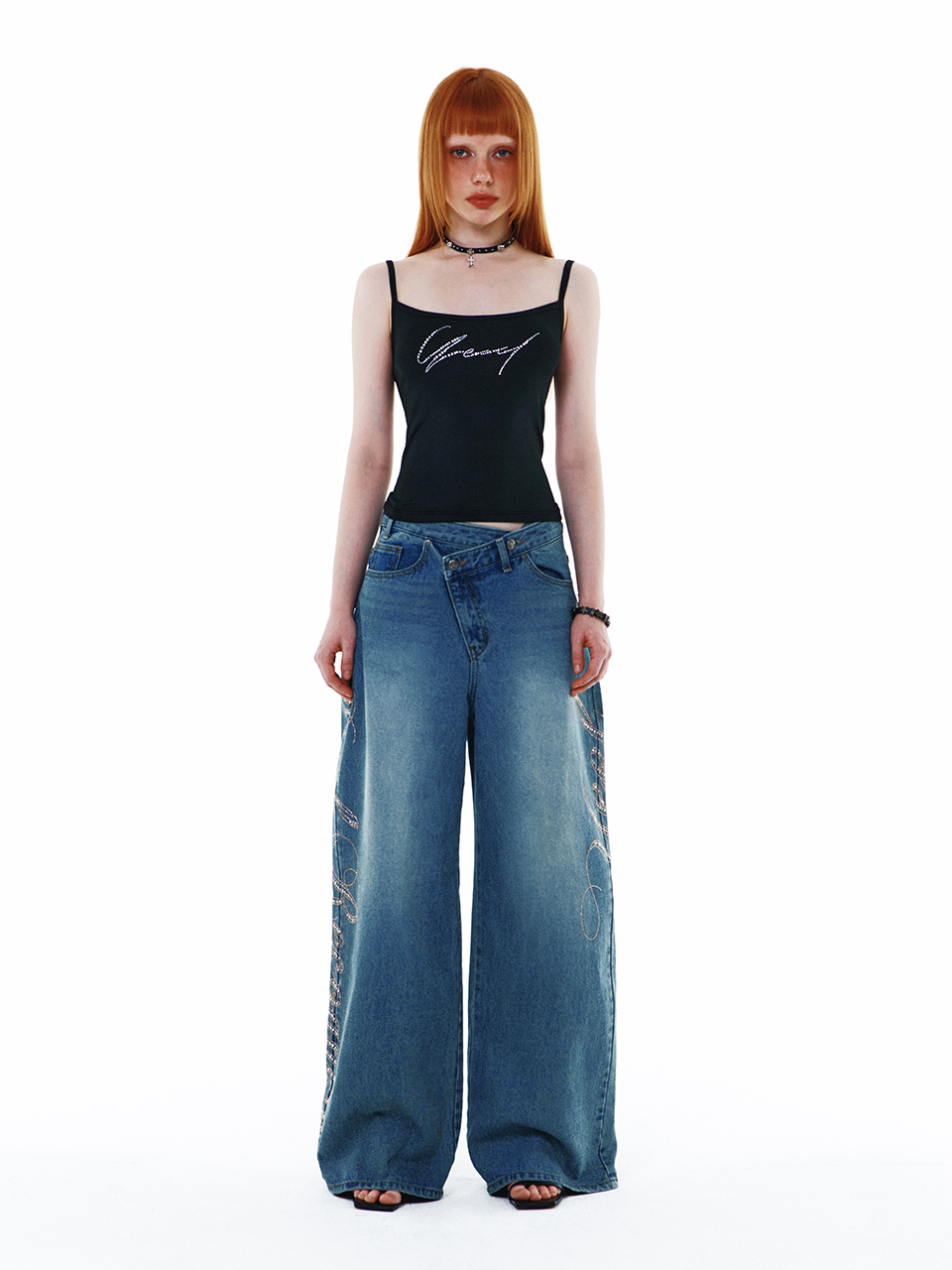 MUSINSA | L.E.E.Y YEEL SIDE CUBIC DENIM PANTS BLUE