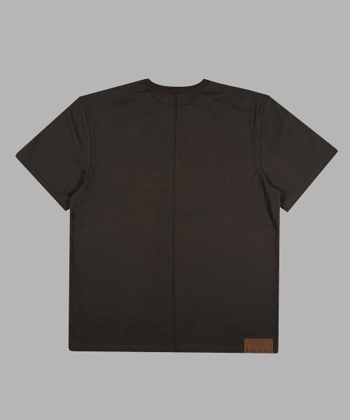Double Side Button Henry Neck Brown