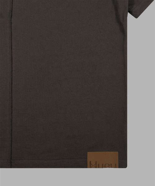 Double Side Button Henry Neck Brown