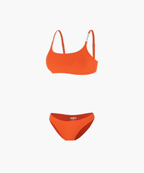 Metal Ribbed Bikini Set Orange