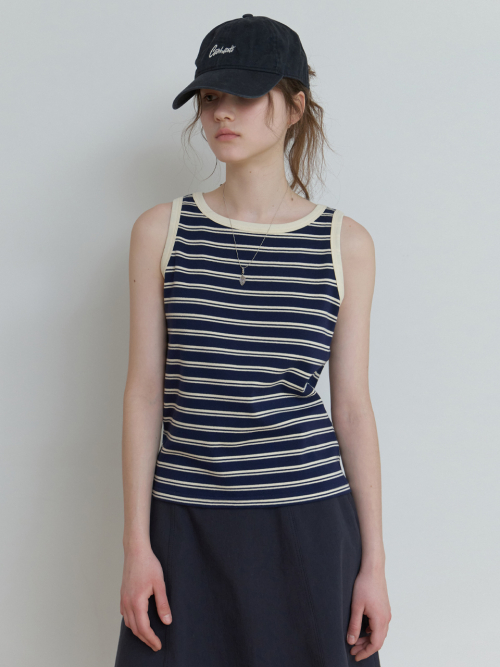 Bask stripe sleeveless (navy)