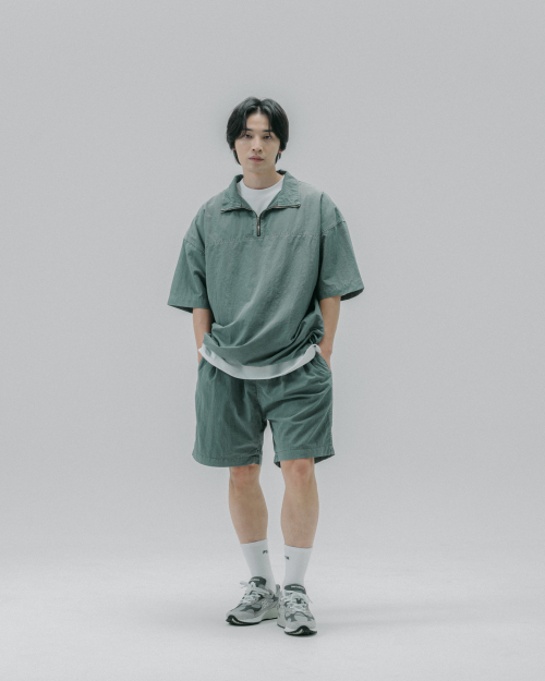 [SET] Летний комплект из анорака на полумолнии и шорт Light Green