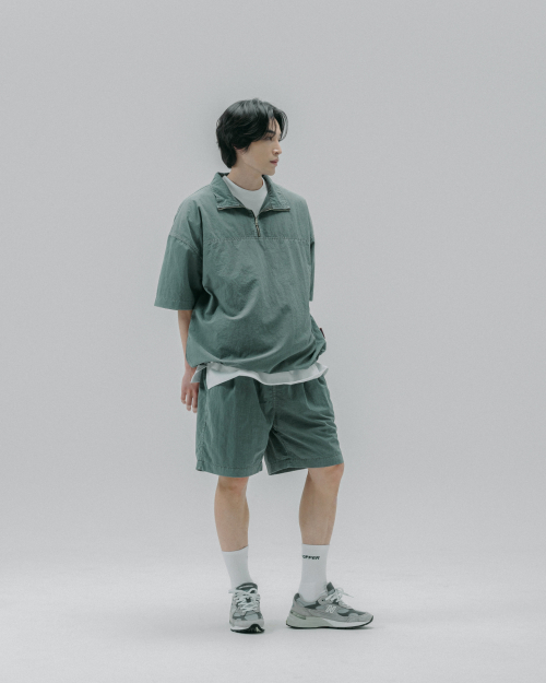 [SET] Летний комплект из анорака на полумолнии и шорт Light Green