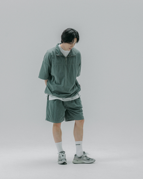 [SET] Летний комплект из анорака на полумолнии и шорт Light Green