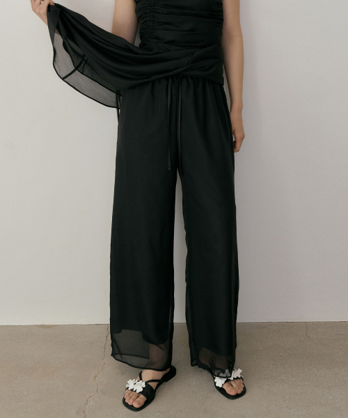 ASP CHIFFON WIDE PANTS BLACK