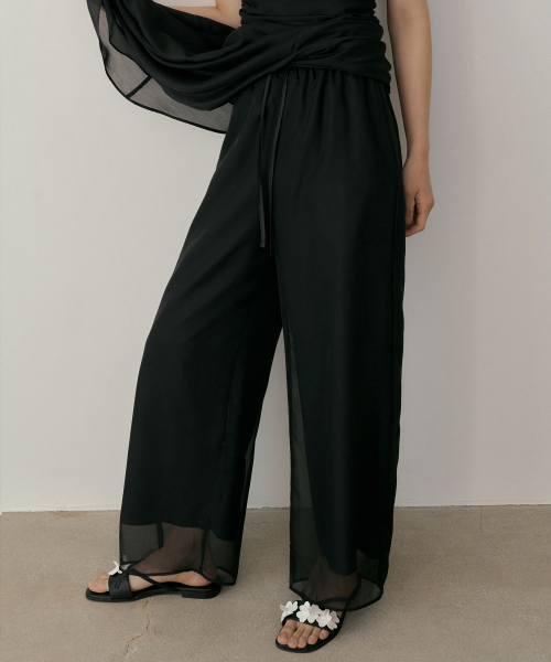 ASP CHIFFON WIDE PANTS BLACK