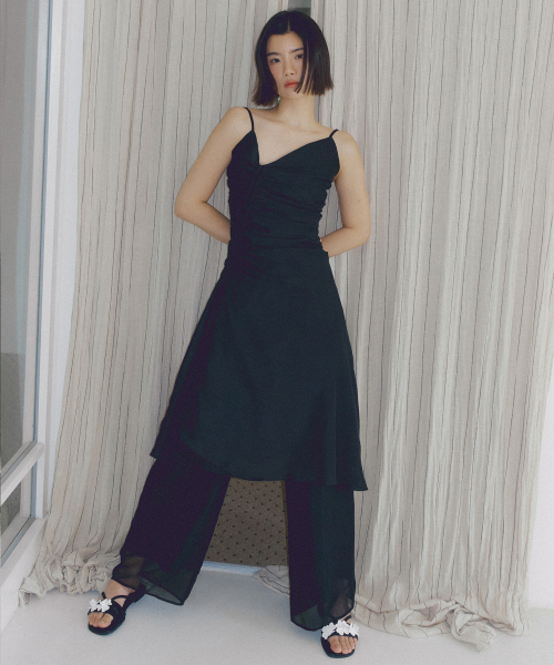 ASP CHIFFON WIDE PANTS BLACK