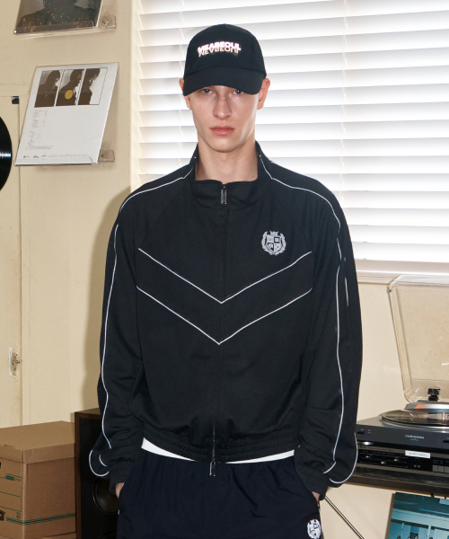 MESH PIPING TRACK JACKET [BLACK]