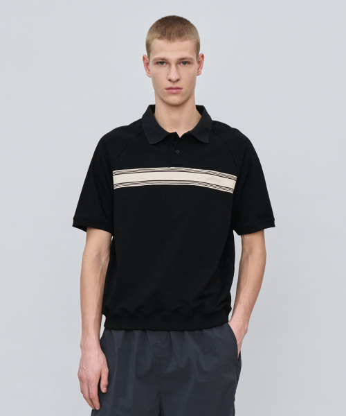 SHORT SLEEVE POLO SWEAT [BLACK]