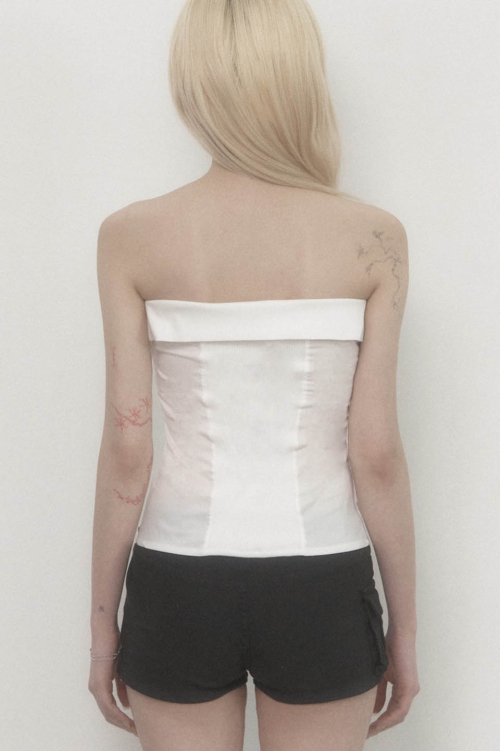 Tie Shirt Tube Top (White)