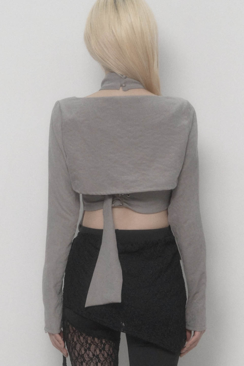 On-Off Chain Bolero Cardigan (Gray)