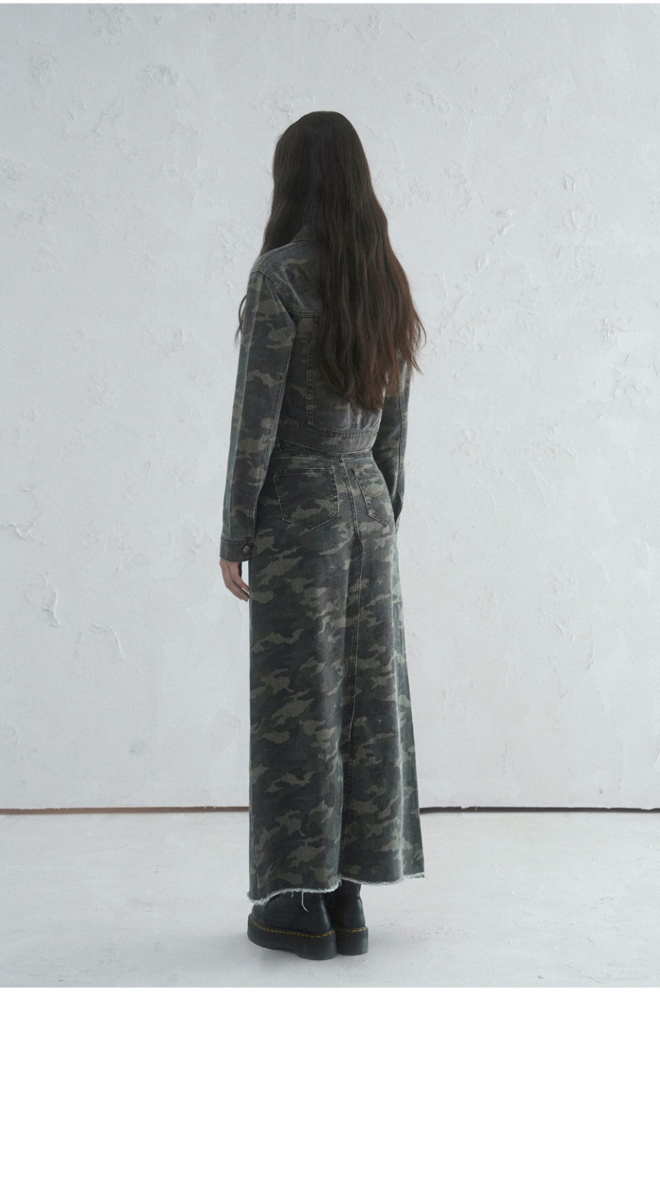 MUSINSA | AVANDRESS Camouflage Long Denim Skirt CAMO