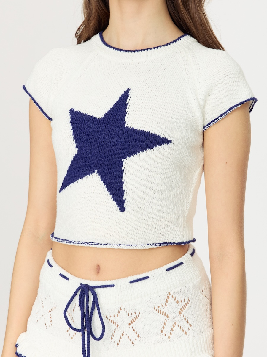 GLOWNY♡ CANDY POP KNIT TOP GLOWNY Candy Pop Knit Top - Brown | International Store