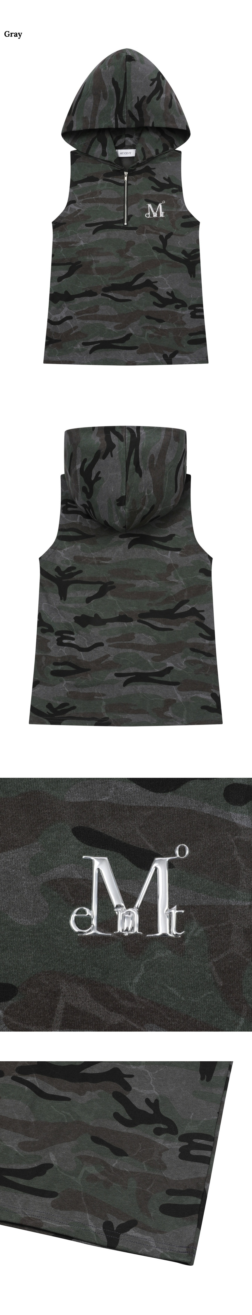 MUSINSA公式 | MUCENT Kelin Metal Logo Camo Hooded Sleeveless