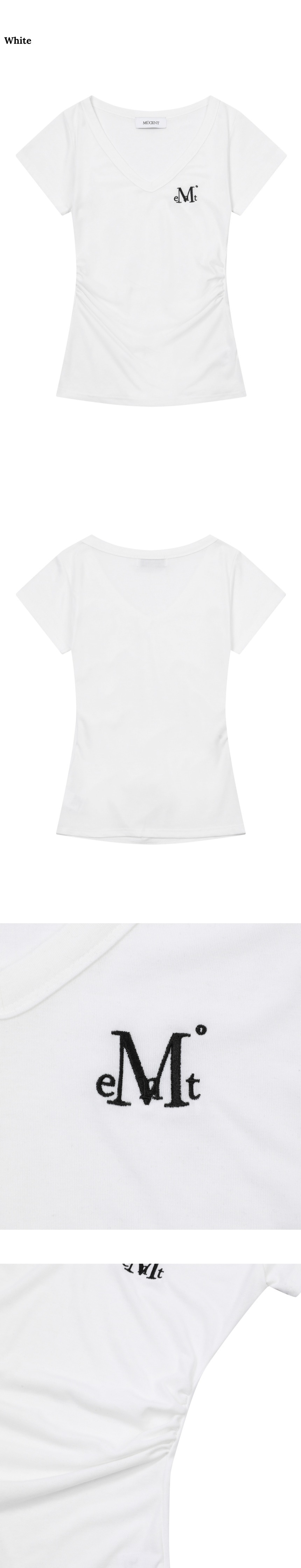 【MUCENT】25ss YATI SIDE SHIRRING V-NECK HALF T MUSINSA | MUCENT YATTY Side Shirring V-Neck Short Sleeve Tee