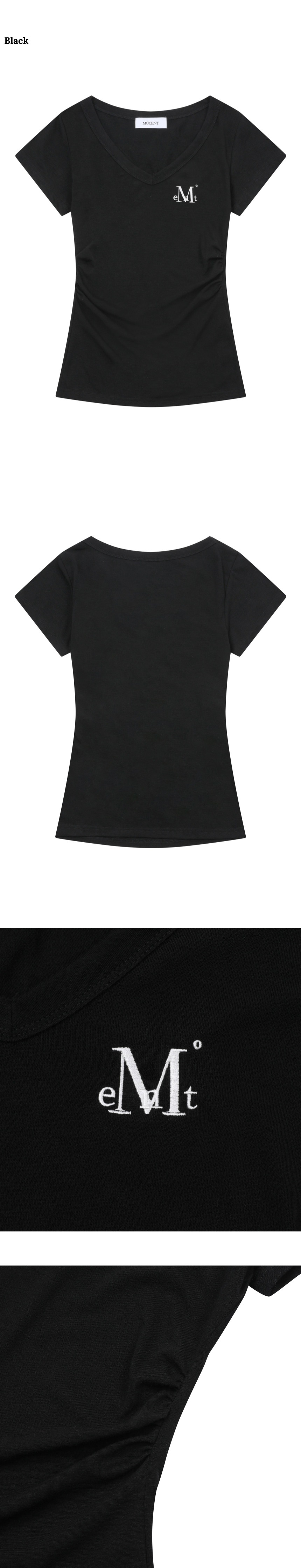 【MUCENT】25ss YATI SIDE SHIRRING V-NECK HALF T MUSINSA | MUCENT YATTY Side Shirring V-Neck Short Sleeve Tee