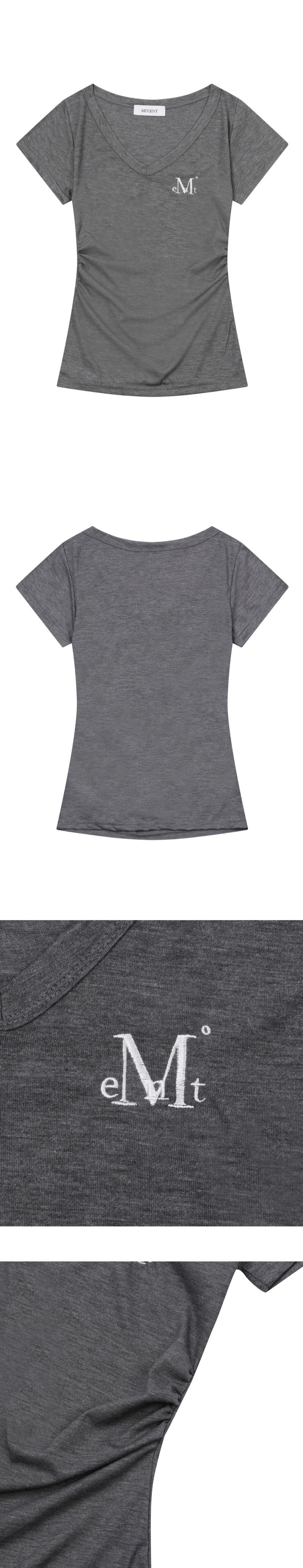 【MUCENT】25ss YATI SIDE SHIRRING V-NECK HALF T MUSINSA | MUCENT YATTY Side Shirring V-Neck Short Sleeve Tee