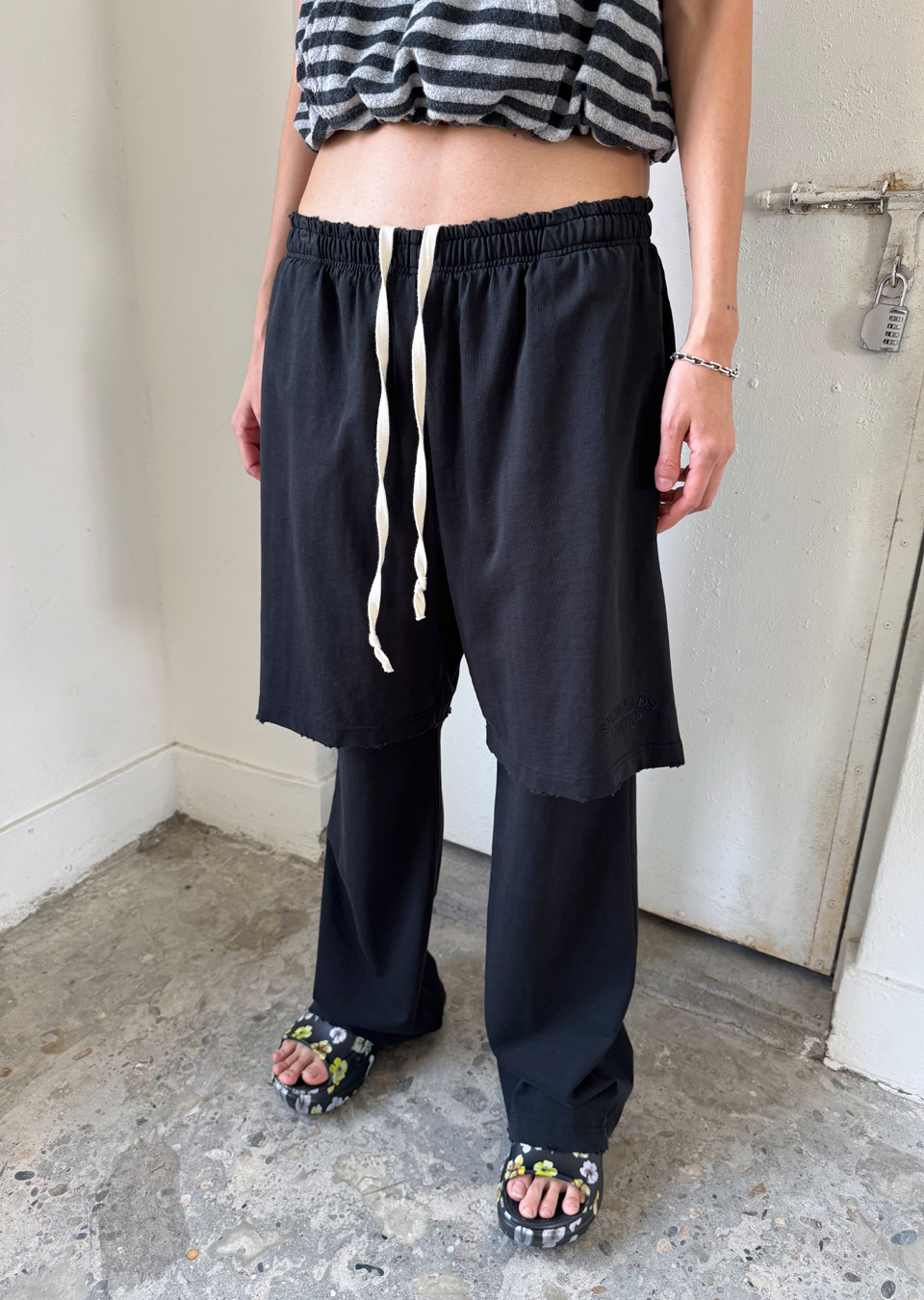 [s/e/o] SHORTS LAYERED SWEATPANTS /追跡付 MUSINSA | s/e/o SHORTS LAYERED SWEATPANTS BLACK