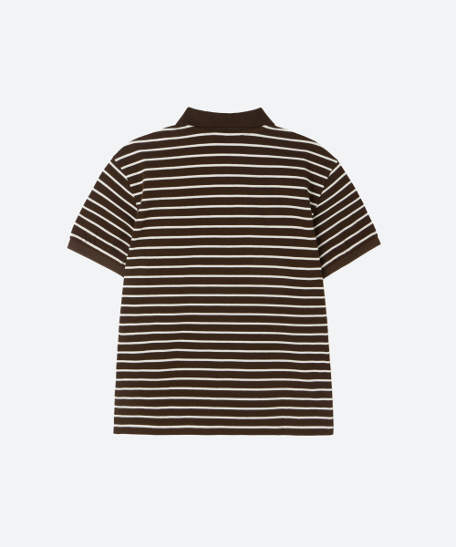 M.C UNISEX, Stripe PK Half Shirt / Chocolate