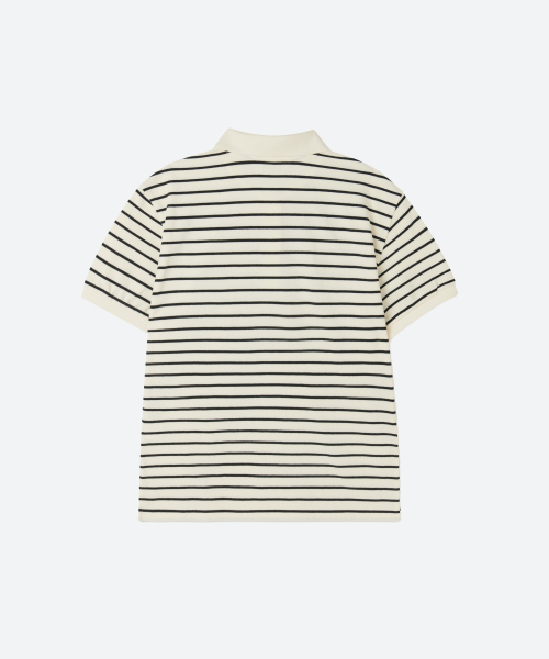 M.C UNISEX, Stripe PK Half Shirt / Ivory