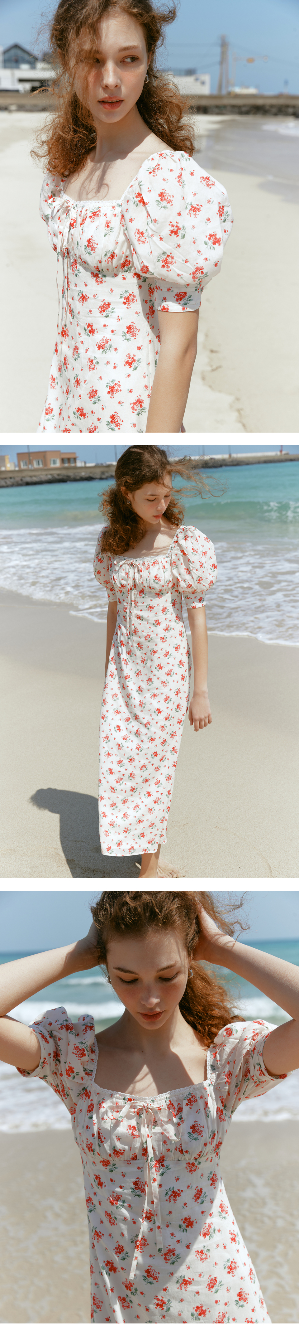 MUSINSA | LENINA RIONA flower puff sleeve dress_RED