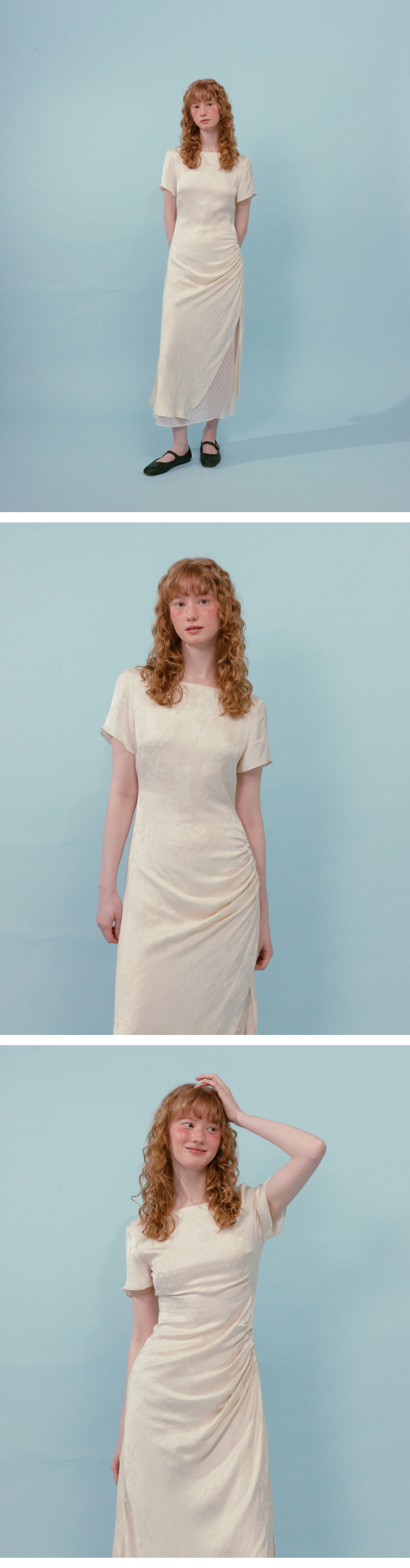 ◆Loulouseoul◆ Drape Half Sleeve Dress Ivory 루루서울(LOULOUSEOUL) Drape Half Sleeve Dress (Ivory