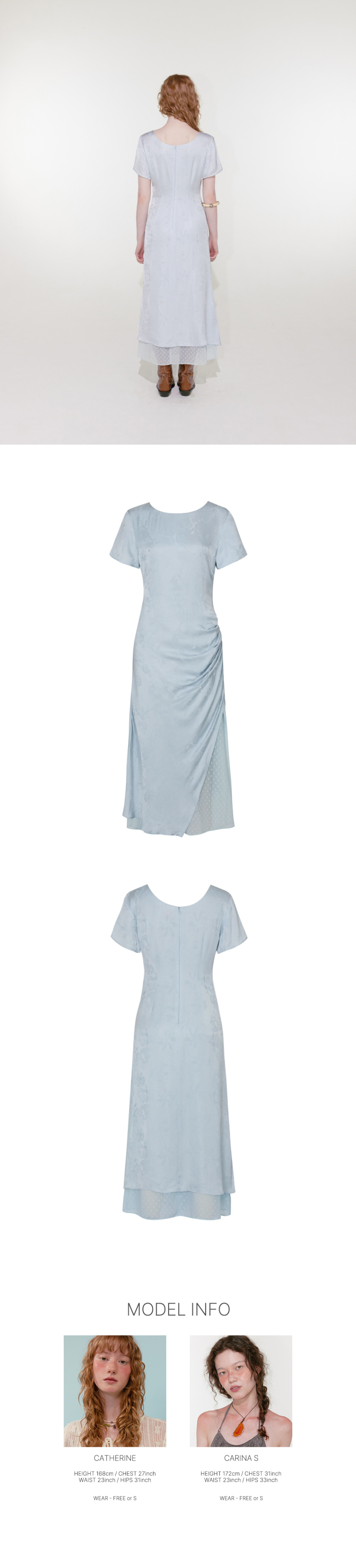 【LOULOUSEOUL】Drape Half Sleeve Dress (Sky) 루루서울(LOULOUSEOUL) Drape Half Sleeve Dress (Sky) - 사이즈