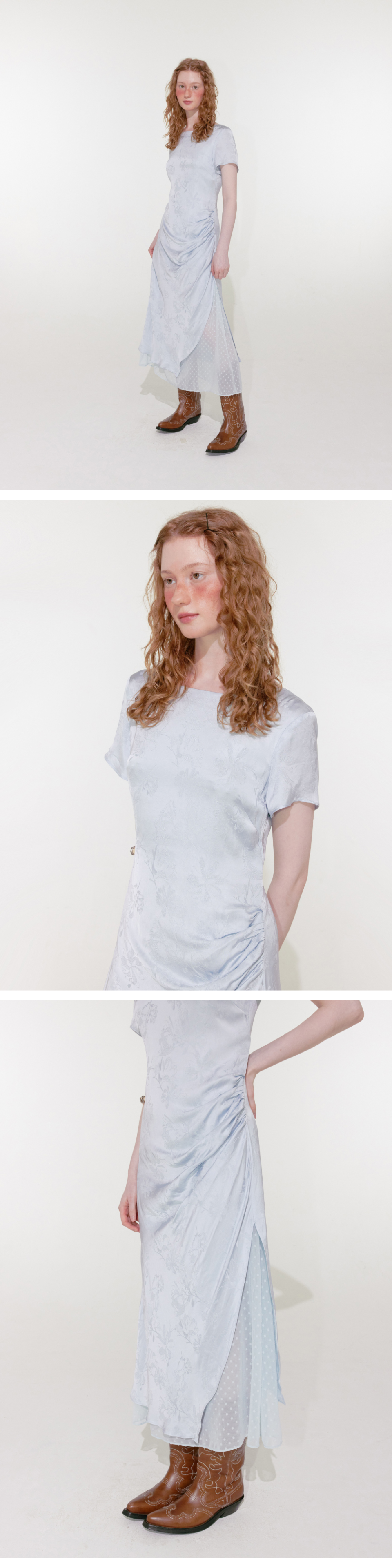 【LOULOUSEOUL】Drape Half Sleeve Dress (Sky) 루루서울(LOULOUSEOUL) Drape Half Sleeve Dress (Sky) - 사이즈