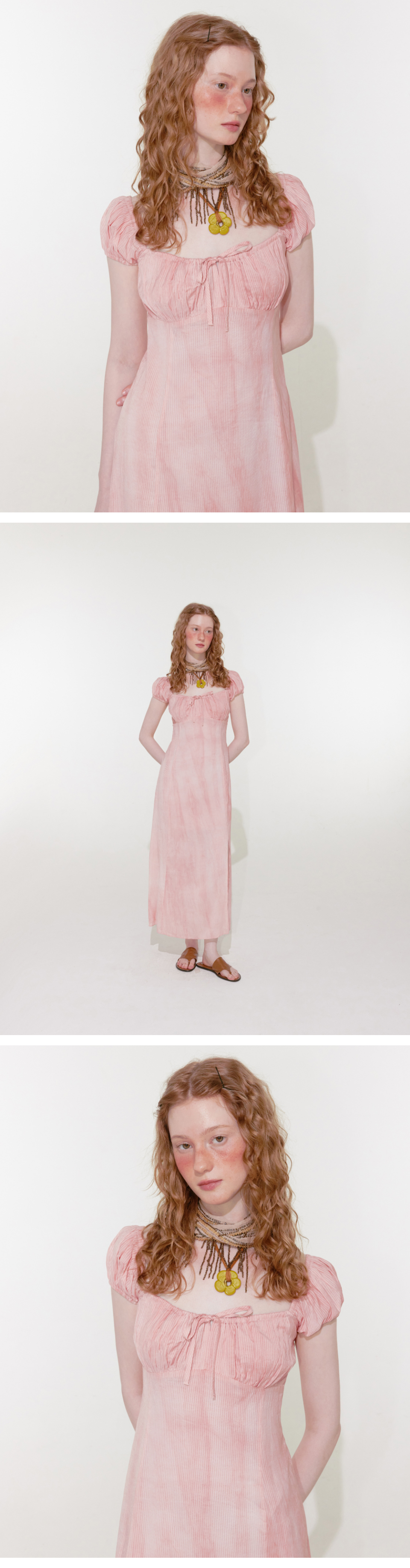 【韓国Loulouseoul ルルソウル】Cottage Stripe Puff Dress Cottage Stripe Puff Dress (Yellow) - LOULOUSEOUL