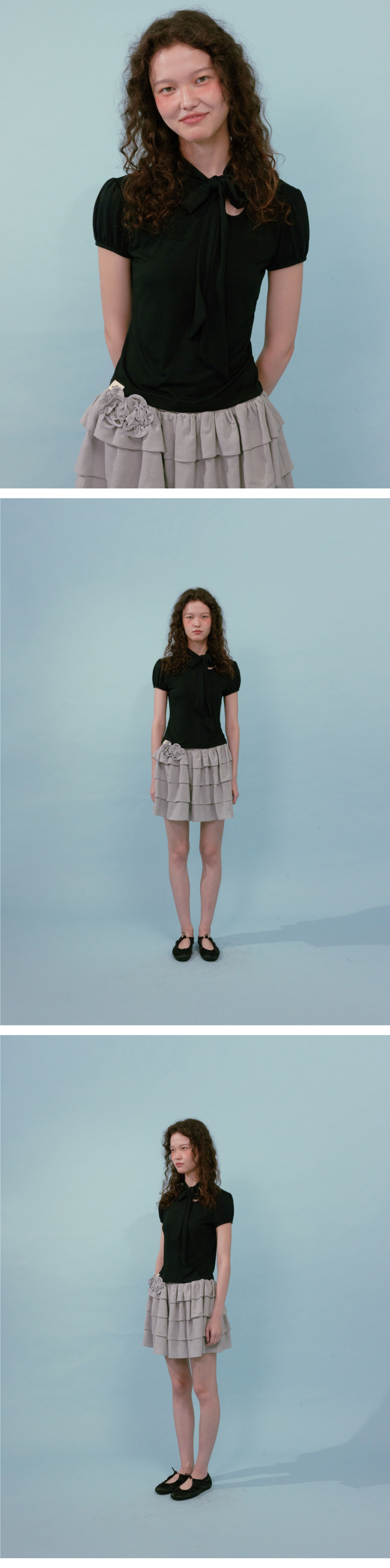 루루서울(LOULOUSEOUL) Ribbon Tie T-Shirt (Black) - 사이즈 루루서울(LOULOUSEOUL) Ribbon Tie T-Shirt (Black) - 사이즈