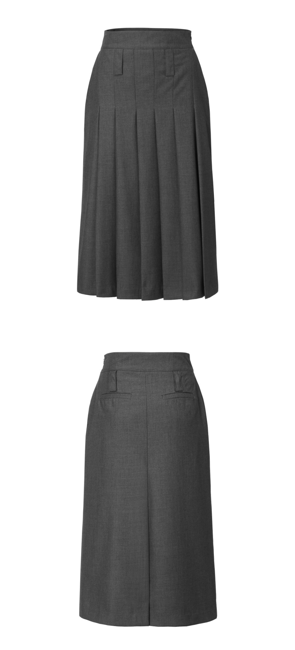 MUSINSA | KHAKIPOINT Pleats Long Skirt (gray)