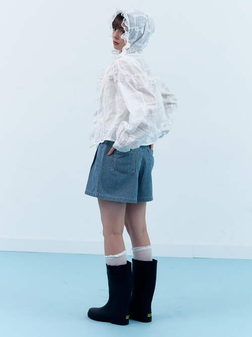 Lace Patch Cotton Hoodie Jumper - White