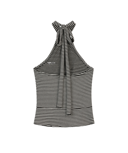 Stripe Halter Top - Black