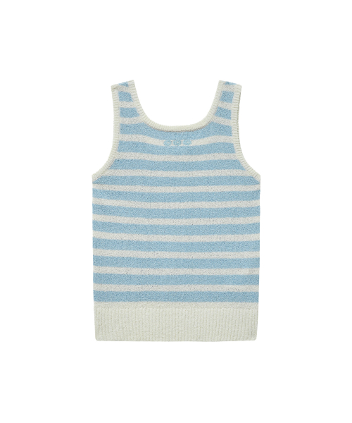SQUARE STRIPE SLEEVELESS KNIT sky blue