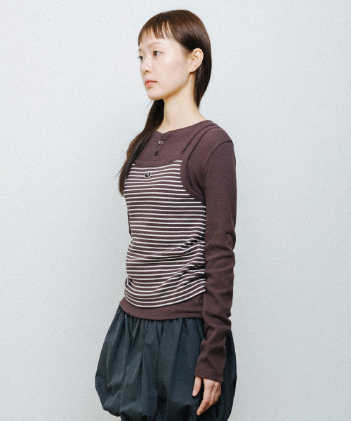 STRAP RIBBED SLEEVELESS brown