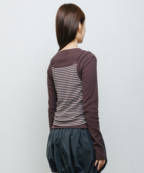 STRAP RIBBED SLEEVELESS brown