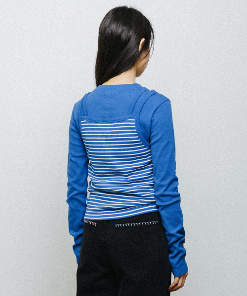 STRAP RIBBED SLEEVELESS blue