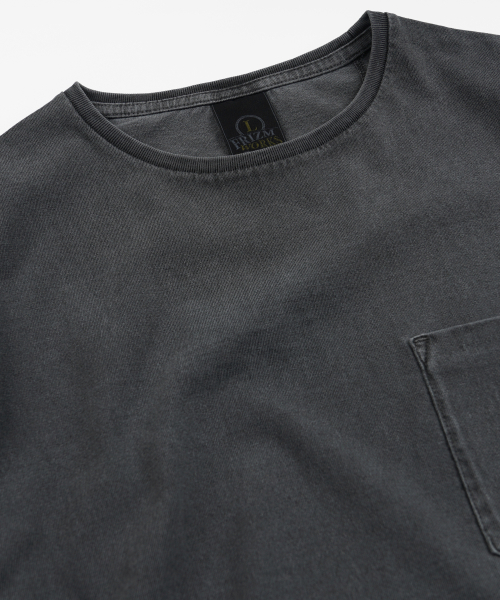 COVER STITCH PIGMENT DYEING TEE _ CHARCOAL