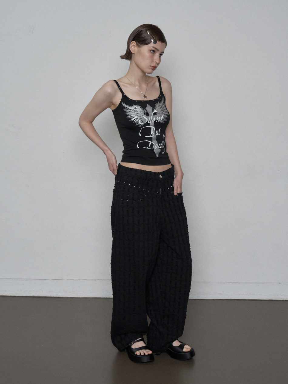 【SETUP-EXE】韓国人気★ (S,M) DESTROYED PANTS MUSINSA | SETUPEXE DESTROYED PANTS / BLACK