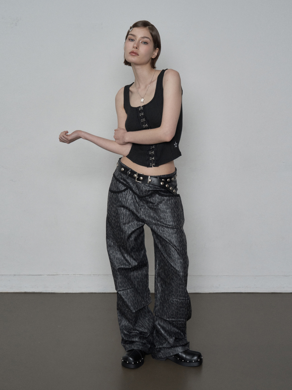 MUSINSA | SETUPEXE PYTHON LACE PANTS / CHARCOAL
