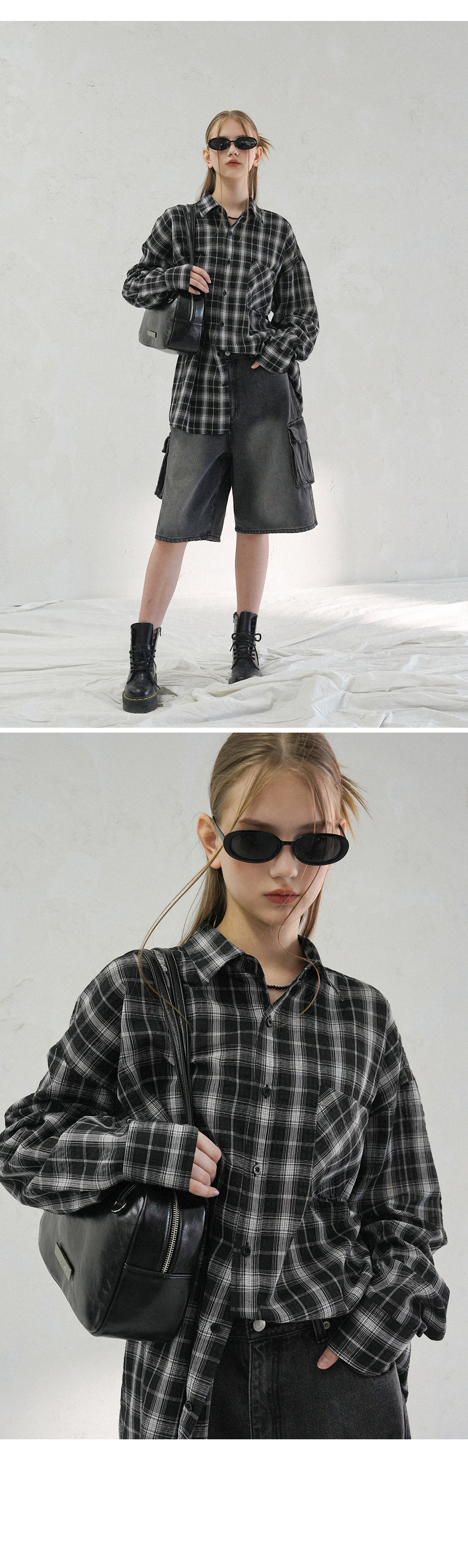 MUSINSA | AVANDRESS Smith Overfit Check Shirt BLACK