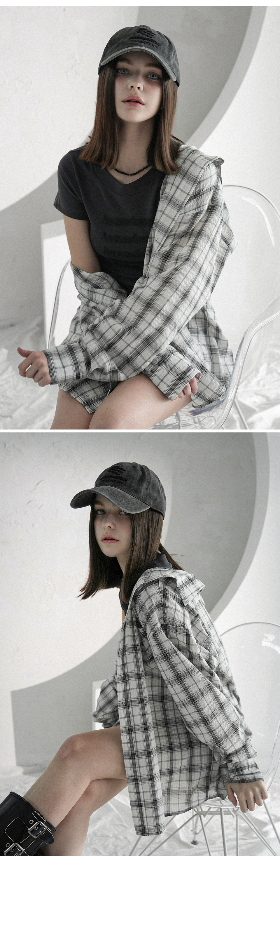AVANDRESS ♥Smith Overfit Check Shirt/追跡付 MUSINSA | AVANDRESS Smith Overfit Check Shirt CHARCOAL