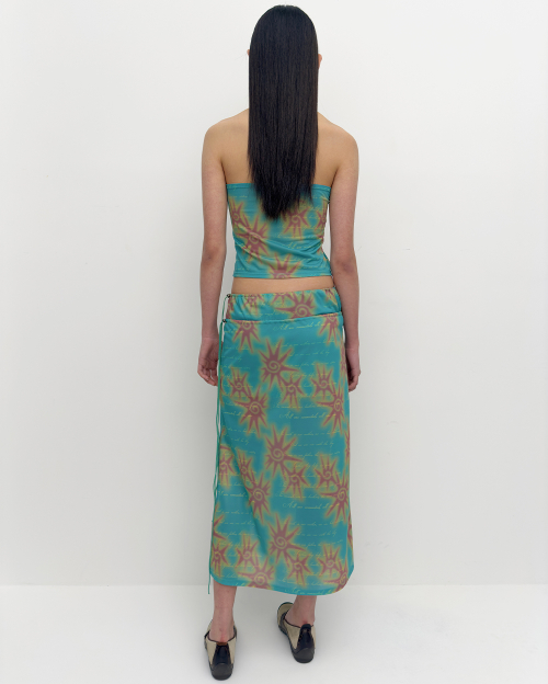 Mural mesh halter neck top Papaya