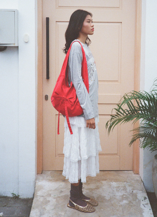 Bow Canvas Bag - Strawberry Red